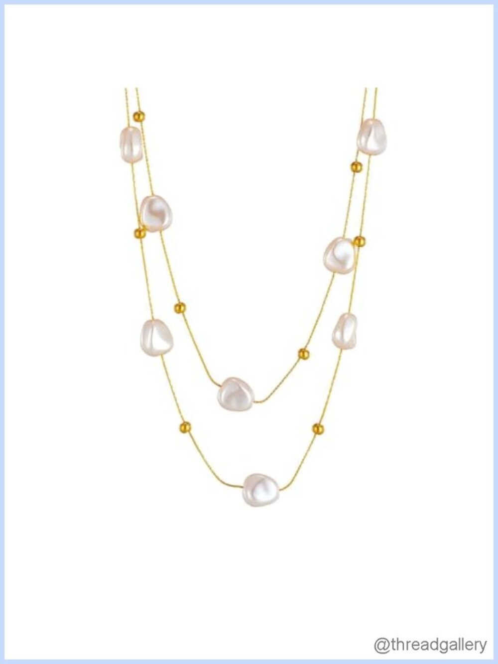 Baroque Pearl Long Necklace Stainless Steel Toggle Clasp Layered Pendant